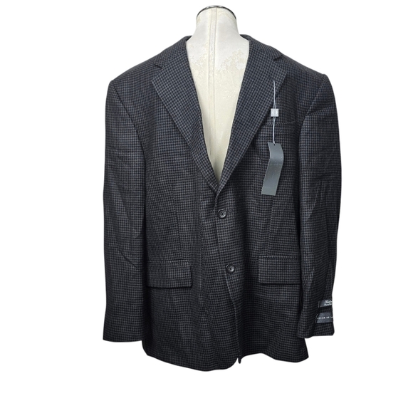 NWT Oscar De La Renta Charcoal Gray Button Down Wool Suit Blazer 44S